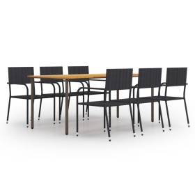 Set de muebles de comedor de jardín 7 piezas ratán PE negro de vidaXL, Conjuntos de jardín - Ref: Foro24-3072507, Precio: 448...