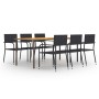 Set de muebles de comedor de jardín 7 piezas ratán PE negro de vidaXL, Conjuntos de jardín - Ref: Foro24-3072507, Precio: 430...