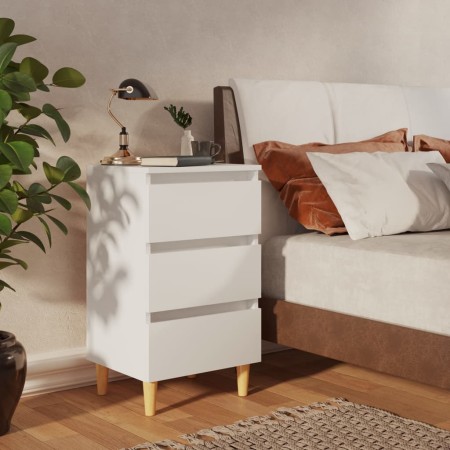 Bedside table with white solid wood legs 40x35x69 cm by vidaXL, Nightstands - Ref: Foro24-805887, Price: 66,17 €, Discount: %