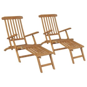 Sun loungers with footrest 2 units solid teak wood by vidaXL, Loungers - Ref: Foro24-3073291, Price: 433,92 €, Discount: %