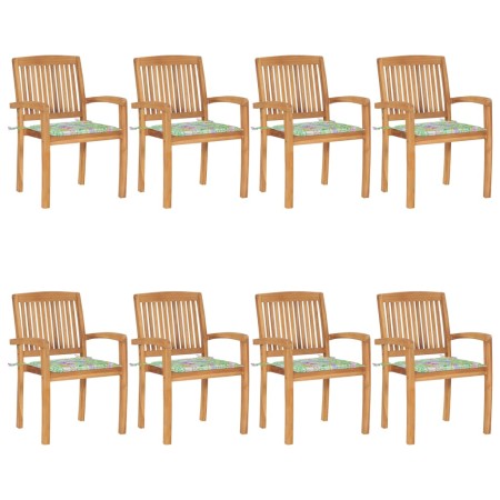 Stackable garden chairs 8 pcs teak wood with cushions by vidaXL, Garden chairs - Ref: Foro24-3073252, Price: 870,99 €, Discou...