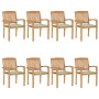 Stackable garden chairs 8 pcs teak wood with cushions by vidaXL, Garden chairs - Ref: Foro24-3073252, Price: 870,99 €, Discou...