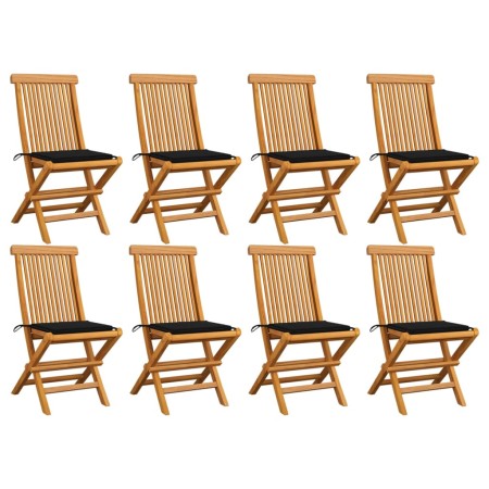 Garden chairs 8 units teak wood with black cushions by vidaXL, Garden chairs - Ref: Foro24-3072924, Price: 540,79 €, Discount: %