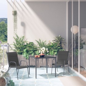 Black steel 3-piece garden dining set by vidaXL, Garden sets - Ref: Foro24-3073485, Price: 215,99 €, Discount: %