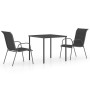 Juego de comedor de jardín de acero negro 3 piezas de vidaXL, Conjuntos de jardín - Ref: Foro24-3073485, Precio: 215,99 €, De...