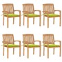 Stackable garden chairs 6 pcs teak wood with cushions by vidaXL, Garden chairs - Ref: Foro24-3073236, Price: 719,24 €, Discou...