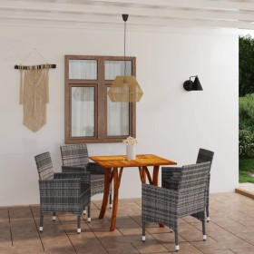 Juego de comedor para jardín de 5 piezas gris de vidaXL, Conjuntos de jardín - Ref: Foro24-3071854, Precio: 365,11 €, Descuen...