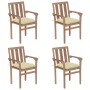 Stackable garden chairs 4 pcs solid teak wood with cushions by vidaXL, Garden chairs - Ref: Foro24-3073396, Price: 438,99 €, ...