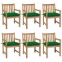 Garden chairs 6 pcs solid teak wood with green cushions by vidaXL, Garden chairs - Ref: Foro24-3073051, Price: 860,46 €, Disc...