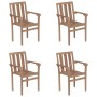 Stackable garden chairs 4 pcs solid teak wood with cushions by vidaXL, Garden chairs - Ref: Foro24-3073396, Price: 438,99 €, ...