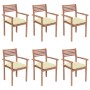 Stackable garden chairs 6 pcs teak wood with cushions by vidaXL, Garden chairs - Ref: Foro24-3072589, Price: 489,64 €, Discou...