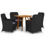 5-piece black garden dining set by vidaXL, Garden sets - Ref: Foro24-3071903, Price: 559,47 €, Discount: %