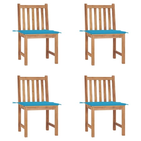 Garden chairs 4 units solid teak wood with cushions by vidaXL, Garden chairs - Ref: Foro24-3073092, Price: 402,06 €, Discount: %