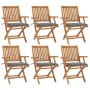 Folding garden chairs 6 pcs solid teak wood with cushions by vidaXL, Garden chairs - Ref: Foro24-3072751, Price: 746,79 €, Di...