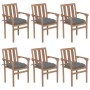 Stackable garden chairs 6 pcs solid teak wood with cushions by vidaXL, Garden chairs - Ref: Foro24-3073422, Price: 697,63 €, ...