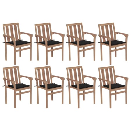 Stackable garden chairs 8 pcs solid teak wood with cushions by vidaXL, Garden chairs - Ref: Foro24-3073440, Price: 942,76 €, ...