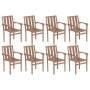 Stackable garden chairs 8 pcs solid teak wood with cushions by vidaXL, Garden chairs - Ref: Foro24-3073440, Price: 942,76 €, ...