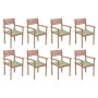 Stackable garden chairs 8 units teak wood with cushions by vidaXL, Garden chairs - Ref: Foro24-3072612, Price: 668,84 €, Disc...