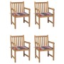 Garden chairs 4 pcs solid teak wood red checkered cushions by vidaXL, Garden chairs - Ref: Foro24-3073017, Price: 541,54 €, D...