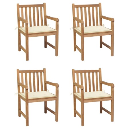 Garden chairs 4 pcs solid teak wood with cream cushions by vidaXL, Garden chairs - Ref: Foro24-3073006, Price: 517,99 €, Disc...