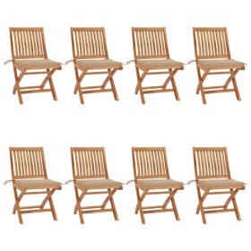 Folding garden chairs 8 pcs solid teak wood with cushions by vidaXL, Garden chairs - Ref: Foro24-3072864, Price: 727,80 €, Di...