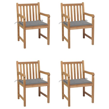 Garden chairs 4 units solid teak wood with gray cushions by vidaXL, Garden chairs - Ref: Foro24-3073005, Price: 549,72 €, Dis...