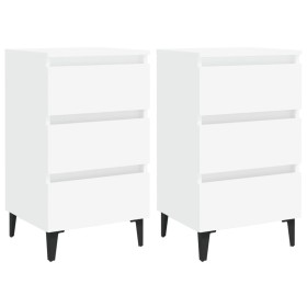 Mesitas noche 2 uds con patas de metal blanco 40x35x69 cm de vidaXL, Mesitas de noche - Ref: Foro24-805906, Precio: 115,99 €,...