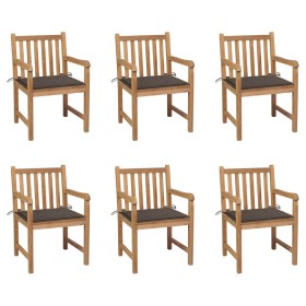 Garden chairs 6 pcs solid teak wood with gray taupe cushions by vidaXL, Garden chairs - Ref: Foro24-3073039, Price: 823,61 €,...