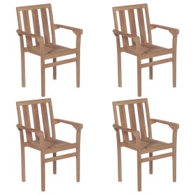 Stackable garden chairs, set of 4, made of solid teak wood. by vidaXL, Garden chairs - Ref: Foro24-3073376, Price: 469,47 €, ...