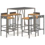 Bar table and garden stools 7 pieces acacia wood PE rattan gray by vidaXL, Garden sets - Ref: Foro24-3187679, Price: 346,45 €...