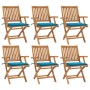 Folding garden chairs 6 pcs solid teak wood with cushions by vidaXL, Garden chairs - Ref: Foro24-3072754, Price: 731,99 €, Di...