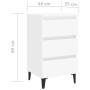 Mesitas noche 2 uds con patas de metal blanco 40x35x69 cm de vidaXL, Mesitas de noche - Ref: Foro24-805906, Precio: 115,76 €,...