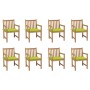 Garden chairs 8 pcs solid teak wood glossy green cushions by vidaXL, Garden chairs - Ref: Foro24-3073069, Price: 1,00 €, Disc...