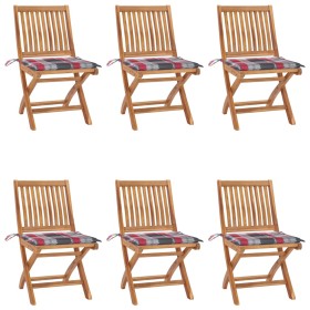 Folding garden chairs 6 pcs solid teak wood with cushions by vidaXL, Garden chairs - Ref: Foro24-3072847, Price: 501,99 €, Di...