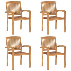 Stackable garden chairs 4 units solid teak wood by vidaXL, Garden chairs - Ref: Foro24-3073207, Price: 452,99 €, Discount: %