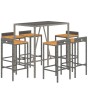 Bar table and garden stools 7 pieces acacia wood PE rattan gray by vidaXL, Garden sets - Ref: Foro24-3187679, Price: 346,45 €...