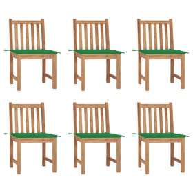 Garden chairs 6 units with solid teak wood cushions by vidaXL, Garden chairs - Ref: Foro24-3073120, Price: 601,12 €, Discount: %