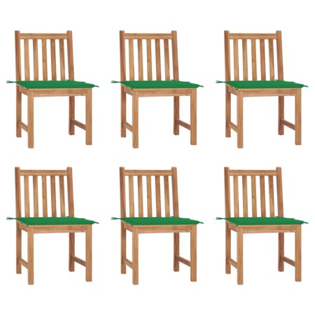 Garden chairs 6 units with solid teak wood cushions by vidaXL, Garden chairs - Ref: Foro24-3073120, Price: 600,46 €, Discount: %