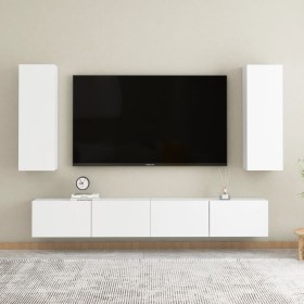 4-piece white engineered wood living room furniture by vidaXL, TV Furniture - Ref: Foro24-3074455, Price: 173,39 €, Discount: %