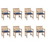 Garden chairs 8 units solid teak wood royal blue cushions by vidaXL, Garden chairs - Ref: Foro24-3073068, Price: 1,00 €, Disc...