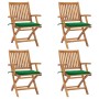 Folding garden chairs 4 pcs solid teak wood with cushions by vidaXL, Garden chairs - Ref: Foro24-3072728, Price: 491,93 €, Di...