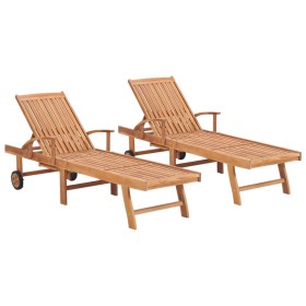 Sun loungers 2 units of solid teak wood by vidaXL, Loungers - Ref: Foro24-3073169, Price: 553,99 €, Discount: %