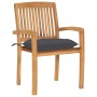 Stackable garden chairs 4 pcs teak wood with cushions by vidaXL, Garden chairs - Ref: Foro24-3073255, Price: 493,99 €, Discou...