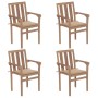 Stackable garden chairs 4 pcs solid teak wood with cushions by vidaXL, Garden chairs - Ref: Foro24-3073382, Price: 472,96 €, ...