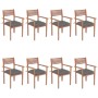 Stackable garden chairs 8 pcs teak wood with cushions by vidaXL, Garden chairs - Ref: Foro24-3072616, Price: 665,62 €, Discou...