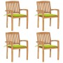 Stackable garden chairs 4 pcs teak wood with cushions by vidaXL, Garden chairs - Ref: Foro24-3073221, Price: 469,99 €, Discou...