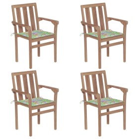 Stackable garden chairs 4 pcs solid teak wood with cushions by vidaXL, Garden chairs - Ref: Foro24-3073391, Price: 456,99 €, ...