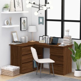 Brown oak plywood corner desk 145x100x76 cm by vidaXL, Desks - Ref: Foro24-815443, Price: 147,29 €, Discount: %