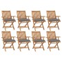 Folding garden chairs 8 pcs solid teak wood with cushions by vidaXL, Garden chairs - Ref: Foro24-3072793, Price: 984,40 €, Di...