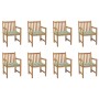 Garden chairs 8 units solid teak wood cushions green leaves by vidaXL, Garden chairs - Ref: Foro24-3073070, Price: 1,00 €, Di...